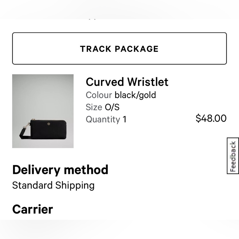 Lululemon curved Black Wristlet with Gold Zippers